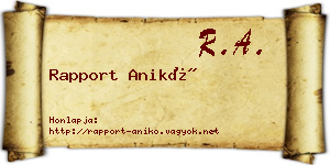 Rapport Anikó névjegykártya