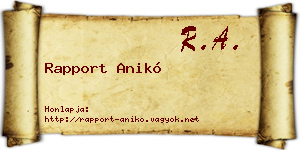 Rapport Anikó névjegykártya